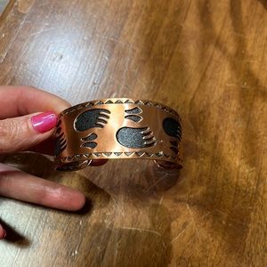 Bell Trading Post Solid Copper Cuff Bracelet Bear Paw Prints Deer Tracks